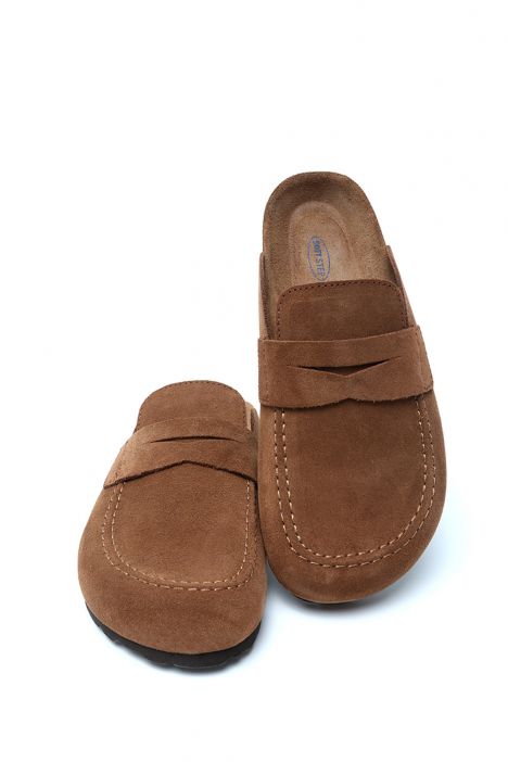 K14212SD Kifidis Soft Step Unisex Süet Deri Sabo Mantar Terlik 36-46 Kahverengi/Brown