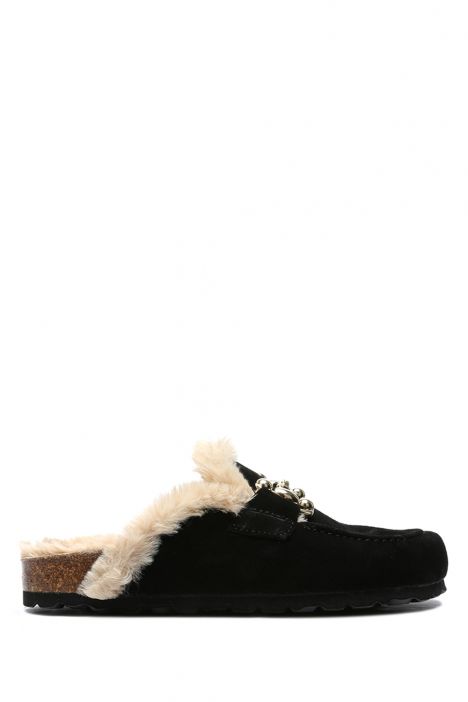 K14213SK Kifidis Soft Step Kadın Süet Deri Sabo Mantar Terlik 36-41 Siyah/Black