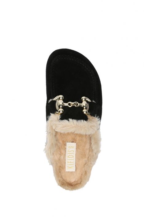 K14213SK Kifidis Soft Step Kadın Süet Deri Sabo Mantar Terlik 36-41 Siyah/Black