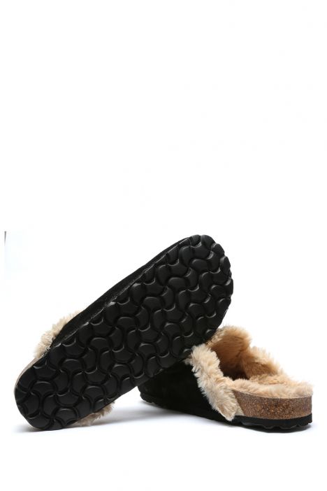 K14213SK Kifidis Soft Step Kadın Süet Deri Sabo Mantar Terlik 36-41 Siyah/Black