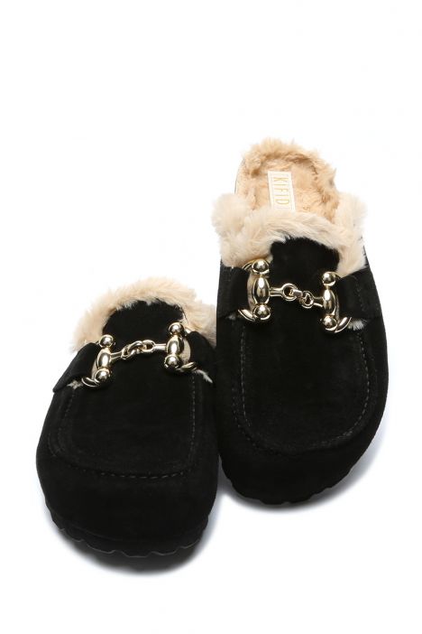 K14213SK Kifidis Soft Step Kadın Süet Deri Sabo Mantar Terlik 36-41 Siyah/Black