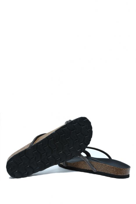 K14304 Kifidis Soft Step Kadın Taşlı Mantar Terlik 36-41 Black/Siyah