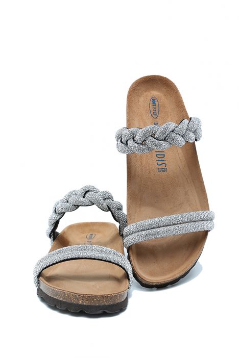 K14377 Kifidis Soft Step Kadın Taşlı Mantar Terlik 36-41 Silver/Gümüş