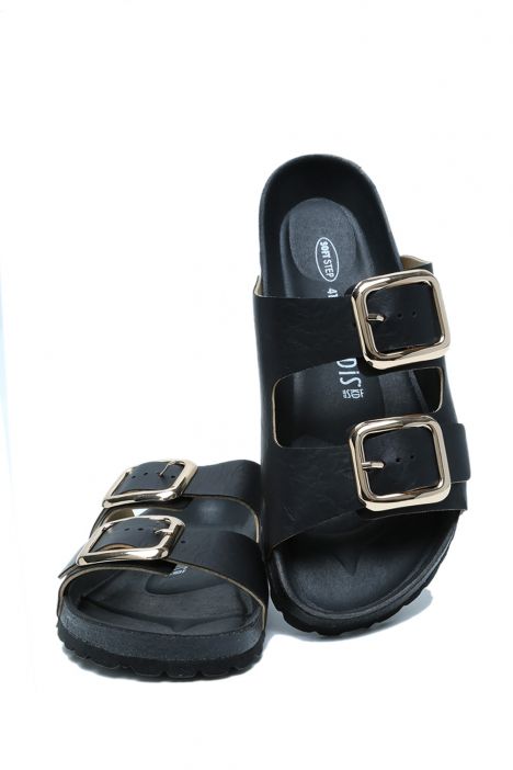 K14400 Kifidis Soft Step Çift Bantlı Mantar Terlik 36-41 Black/Siyah