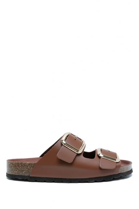 K14400 Kifidis Soft Step Çift Bantlı Mantar Terlik 36-41 Brown/Kahverengi
