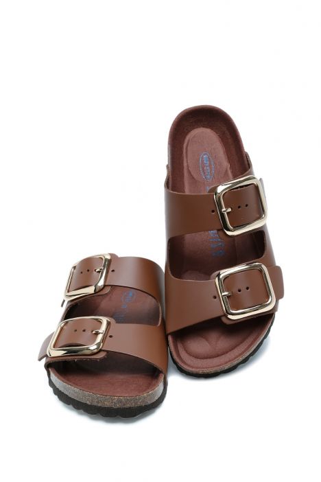 K14400 Kifidis Soft Step Çift Bantlı Mantar Terlik 36-41 Brown/Kahverengi