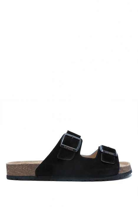 K14450SD Kifidis Soft Step Erkek Süet Mantar Terlik 41-46 Siyah Süet Deri