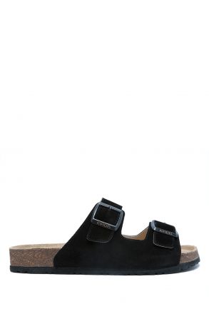 K14450SD Kifidis Soft Step Erkek Süet Mantar Terlik 41-46 Siyah Süet Deri
