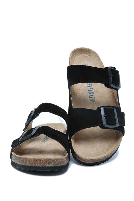 K14450SD Kifidis Soft Step Erkek Süet Mantar Terlik 41-46 Siyah Süet Deri