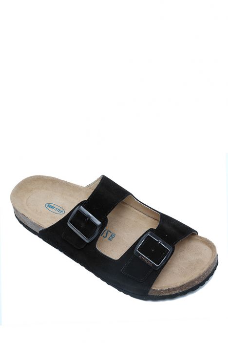 K14450SD Kifidis Soft Step Erkek Süet Mantar Terlik 41-46 Siyah Süet Deri