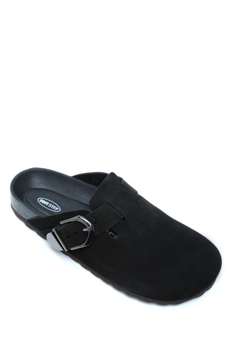 K14616SD Kifidis Soft Step Kadın Süet Deri Sabo Mantar Terlik 36-41 Siyah/Black