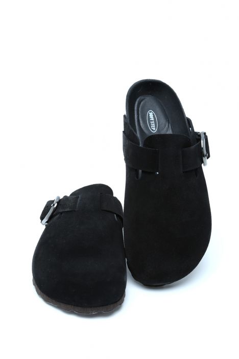 K14616SD Kifidis Soft Step Kadın Süet Deri Sabo Mantar Terlik 36-41 Siyah/Black