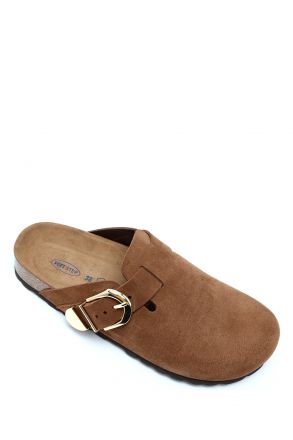 K14616SD Kifidis Soft Step Kadın Süet Deri Sabo Mantar Terlik 36-41 Kahve/Cuoio