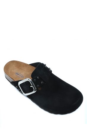 K14653SD Kifidis Soft Step Kadın Süet Deri Sabo Mantar Terlik 36-41 Siyah/Black