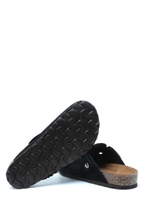 K14653SD Kifidis Soft Step Kadın Süet Deri Sabo Mantar Terlik 36-41 Siyah/Black