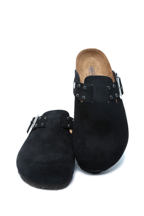 K14653SD Kifidis Soft Step Kadın Süet Deri Sabo Mantar Terlik 36-41 Siyah/Black