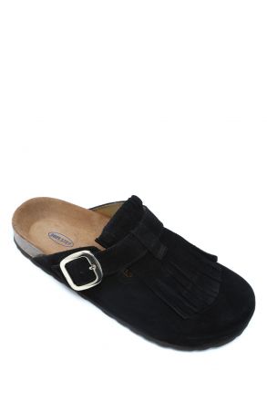 K14742SD  Kifidis Soft Step Kadın Süet Deri Sabo Mantar Terlik 36-41 Siyah/Black