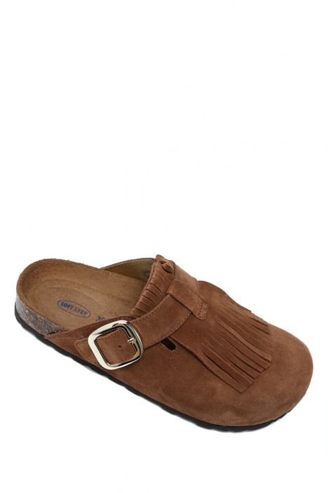 K14742SD  Kifidis Soft Step Kadın Süet Deri Sabo Mantar Terlik 36-41 Kahverengi/Brown