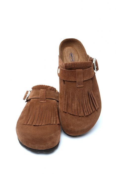 K14742SD  Kifidis Soft Step Kadın Süet Deri Sabo Mantar Terlik 36-41 Kahverengi/Brown