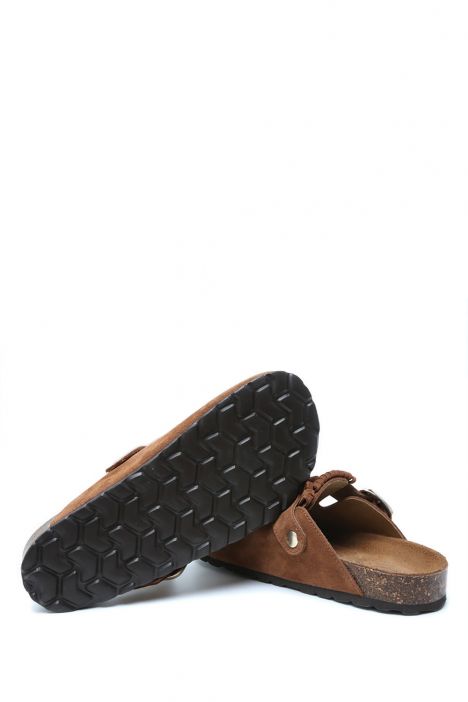 K14742SD  Kifidis Soft Step Kadın Süet Deri Sabo Mantar Terlik 36-41 Kahverengi/Brown