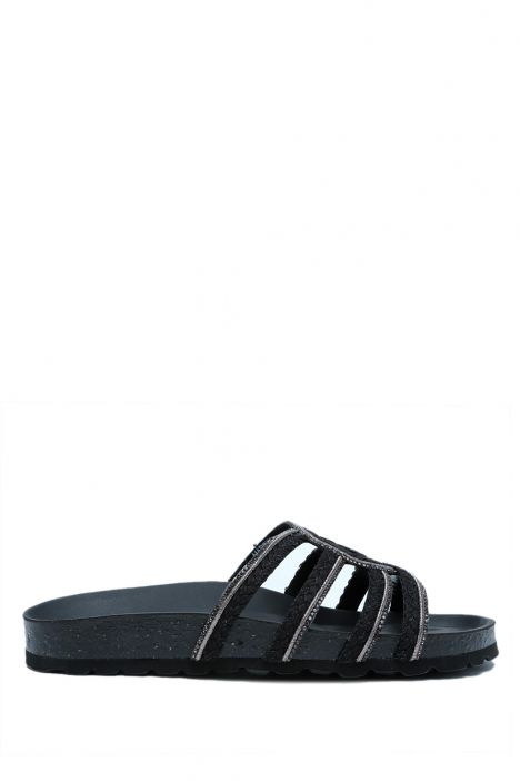 K14840 Kifidis Soft Step Kadın Taşlı Mantar Terlik 36-41 Black/Siyah