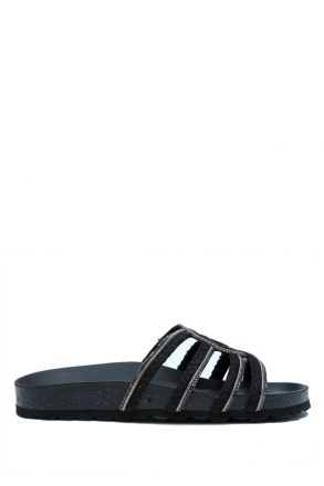 K14840 Kifidis Soft Step Kadın Taşlı Mantar Terlik 36-41 Black/Siyah