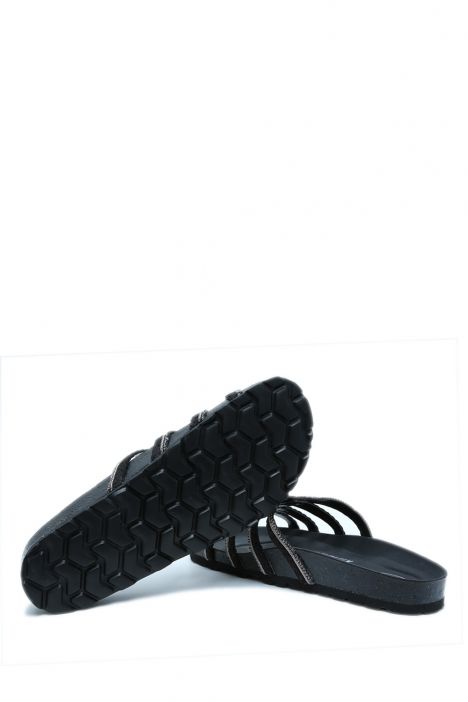K14840 Kifidis Soft Step Kadın Taşlı Mantar Terlik 36-41 Black/Siyah