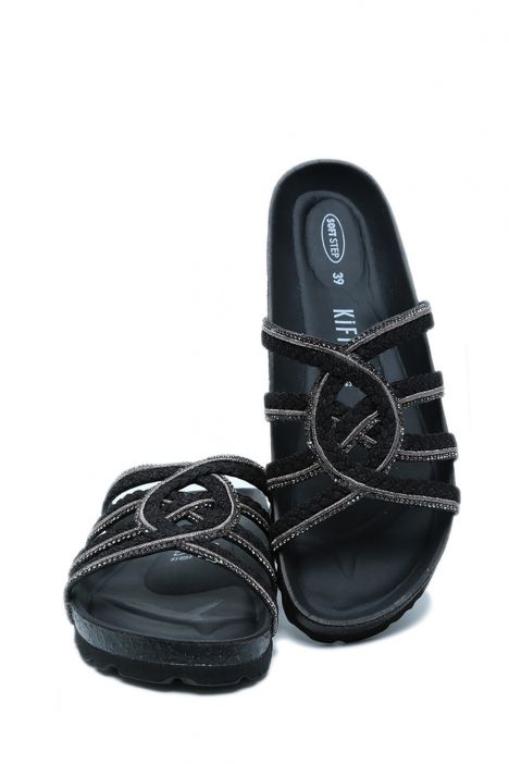 K14840 Kifidis Soft Step Kadın Taşlı Mantar Terlik 36-41 Black/Siyah