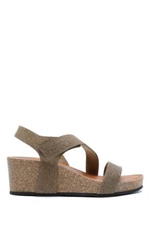 K14883 Kifidis Soft Step Kadın Dolgu Topuklu Mantar Sandalet 36-41 Bronce/Bronz