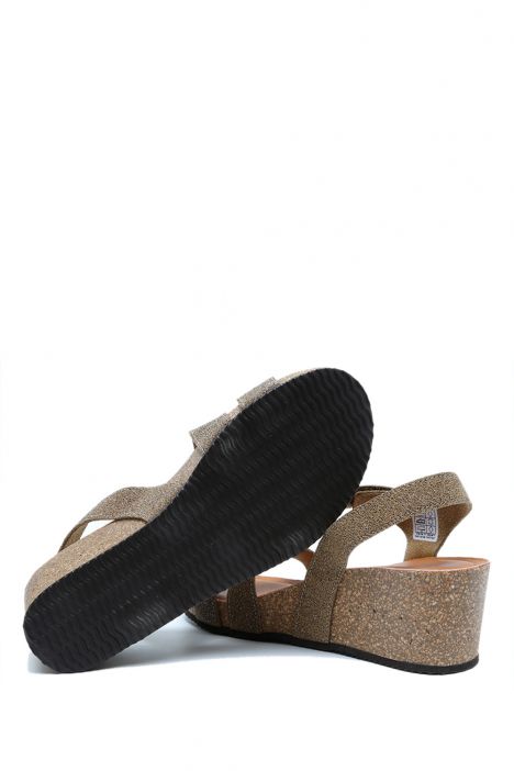 K14883 Kifidis Soft Step Kadın Dolgu Topuklu Mantar Sandalet 36-41 Bronce/Bronz