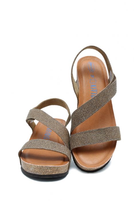K14883 Kifidis Soft Step Kadın Dolgu Topuklu Mantar Sandalet 36-41 Bronce/Bronz