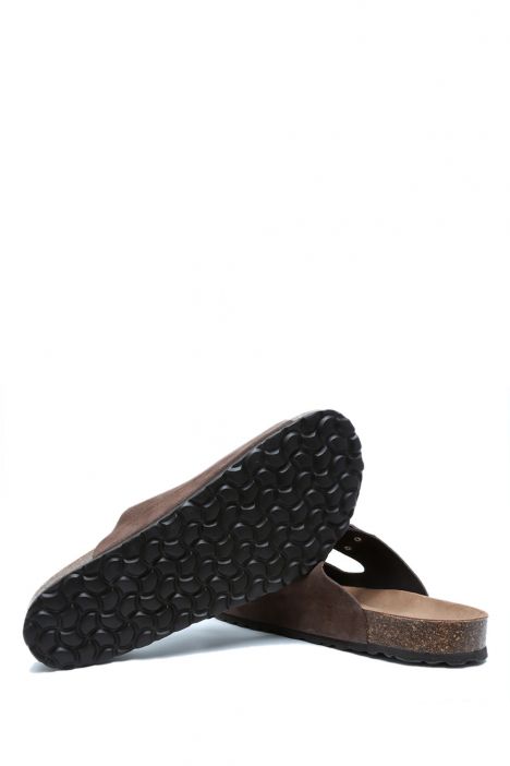 K14942 Kifidis Soft Step Erkek Çift Bantlı Mantar Terlik 41-46 Castagna/Koyu Kahve Süet