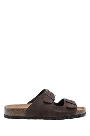 K14942 Kifidis Soft Step Erkek Çift Bantlı Mantar Terlik 41-46 Castagna/Koyu Kahve Süet