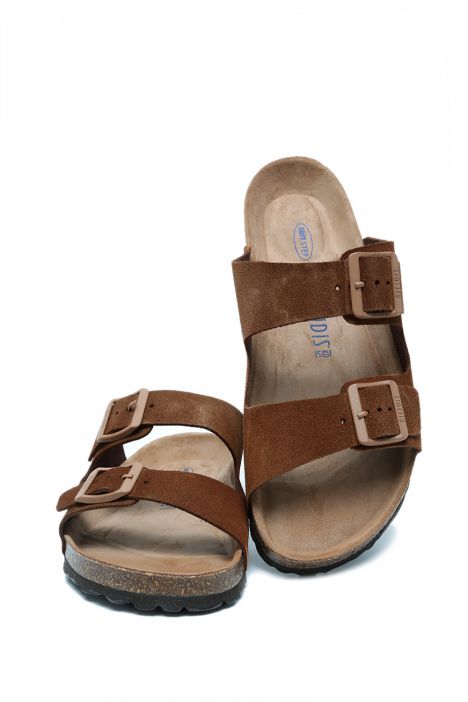 K14942 Kifidis Soft Step Erkek Çift Bantlı Mantar Terlik 41-46 Tobacco/Kahve Süet