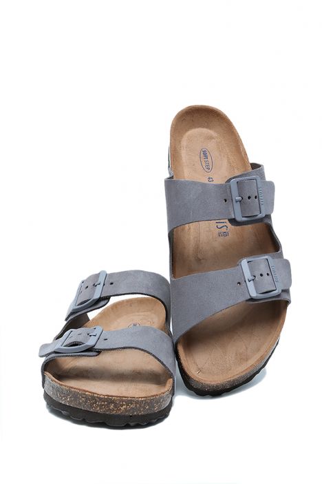 K14942 Kifidis Soft Step Erkek Çift Bantlı Mantar Terlik 41-46 Grey/Gri Süet