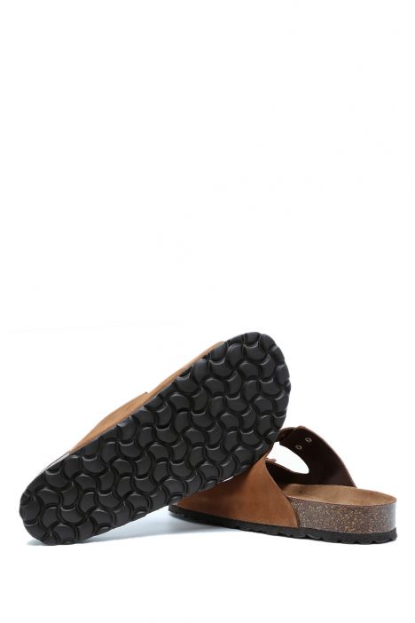 K14943 Kifidis Soft Step Kadın Çift Bantlı Mantar Terlik 36-41 Tobacco/Kahve Süet