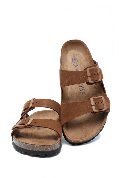 K14943 Kifidis Soft Step Kadın Çift Bantlı Mantar Terlik 36-41 Tobacco/Kahve Süet