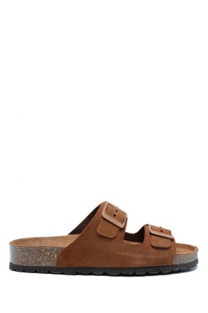 K14943 Kifidis Soft Step Kadın Çift Bantlı Mantar Terlik 36-41 Tobacco/Kahve Süet
