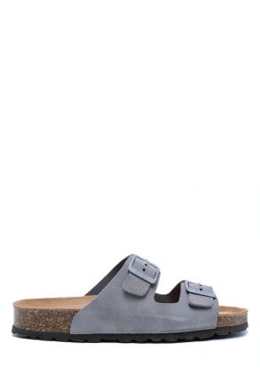 K14943 Kifidis Soft Step Kadın Çift Bantlı Mantar Terlik 36-41 Grey/Gri Süet