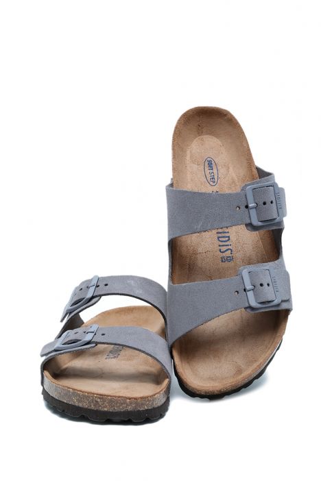 K14943 Kifidis Soft Step Kadın Çift Bantlı Mantar Terlik 36-41 Grey/Gri Süet