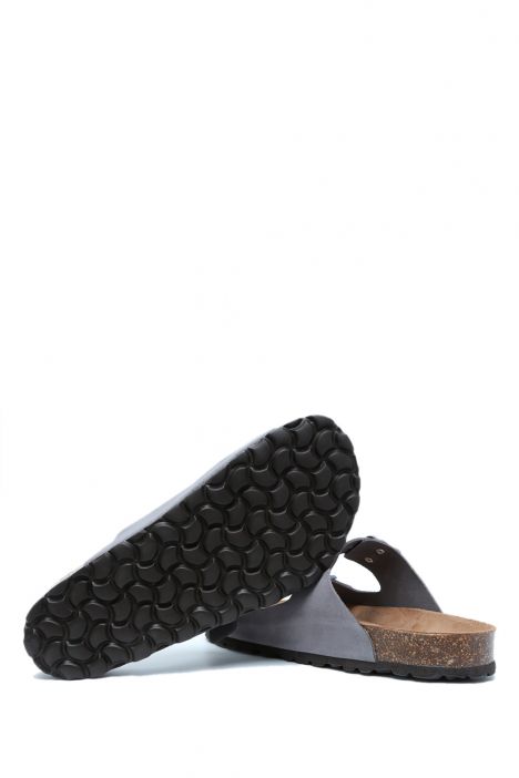 K14943 Kifidis Soft Step Kadın Çift Bantlı Mantar Terlik 36-41 Grey/Gri Süet