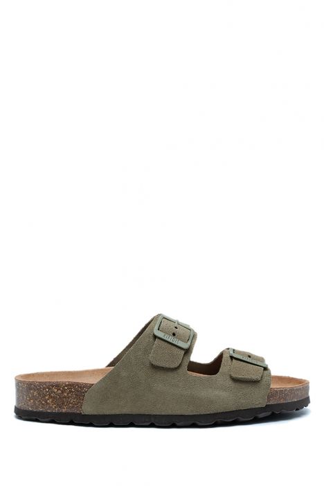 K14943 Kifidis Soft Step Kadın Çift Bantlı Mantar Terlik 36-41 Khaki/Haki