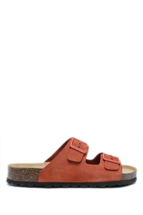 K14943 Kifidis Soft Step Kadın Çift Bantlı Mantar Terlik 36-41 Ruggine/Kiremit