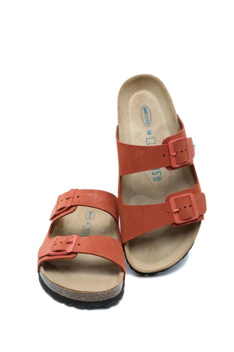 K14943 Kifidis Soft Step Kadın Çift Bantlı Mantar Terlik 36-41 Ruggine/Kiremit