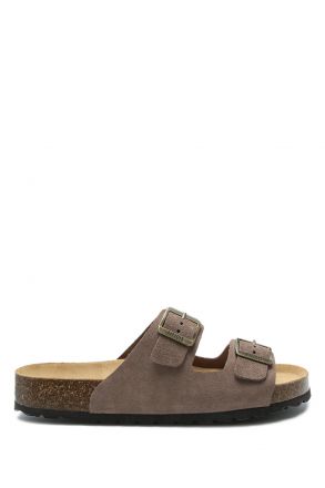K14943 Kifidis Soft Step Kadın Çift Bantlı Mantar Terlik 36-41 Koyu Vizon/Tortora 842-008