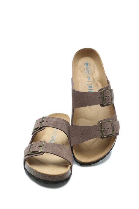 K14943 Kifidis Soft Step Kadın Çift Bantlı Mantar Terlik 36-41 Koyu Vizon/Tortora 842-008