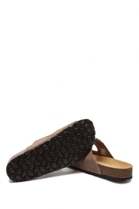 K14943 Kifidis Soft Step Kadın Çift Bantlı Mantar Terlik 36-41 Koyu Vizon/Tortora 842-008