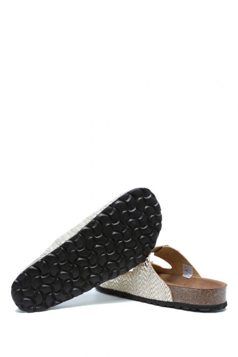 K14944 Kifidis Soft Step Kadın Çift Bantlı Mantar Terlik 36-41 Platino/Platin