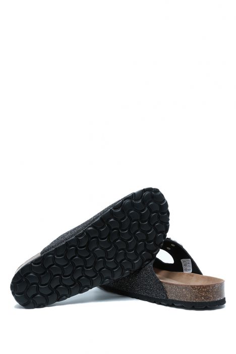 K15011 Kifidis Soft Step Kadın Çift Bantlı Mantar Terlik 36-41 Black/Siyah