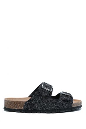 K15011 Kifidis Soft Step Kadın Çift Bantlı Mantar Terlik 36-41 Black/Siyah